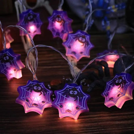 1PC Halloween 10 LED Battery Powered String Lights With Ghost Witch Cat Pumpkin Spider Web Skeleton Mummy Pirate Shape Indoor