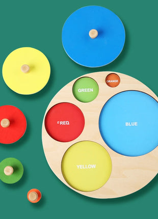 Giocattoli puzzle per bambini Montessori, lavagna per graffiare le mani con forme in legno e colori abbinati, giocattoli cognitivi geometrici per l'educazione precoce - riparo82