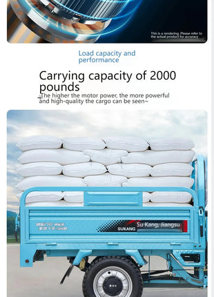 Agricultural tricycle electric tricycle 1000w load capacity 1ton farm specific delivery vehicle - Riparo82