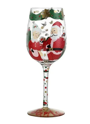 Bicchiere da vino con stampa natalizia Decorazioni natalizie Calice da vino rosso Disegno creativo a mano dipinto Home Party Festival Tazze Bar Set da vino - riparo82
