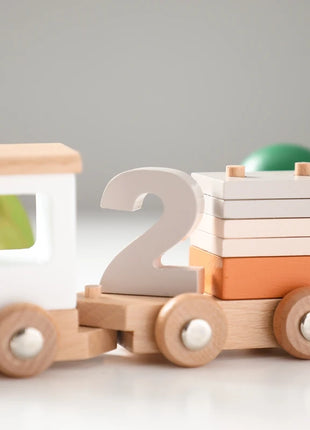Giocattoli Montessori treno in legno per giocattolo di compleanno per bambini con numeri e blocchi gioco Toddler Boys And Girls1 2 3 4 5 giocattolo per l'apprendimento del bambino - riparo82