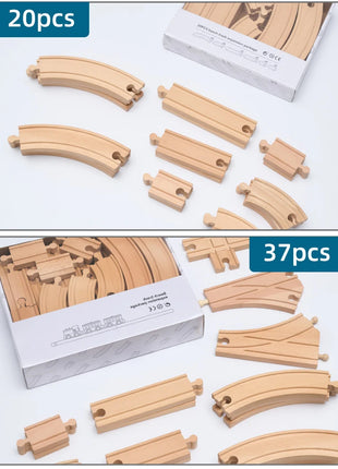 NUOVO Set di binari in legno Pacchetto di espansione per binari in legno di faggio Set di binari ferroviari adatti per tutte le marche Treni Giocattoli per regali per bambini