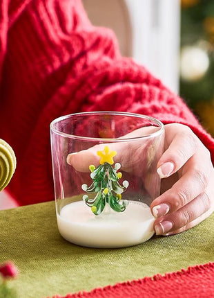 FOME Tazza di vetro creativa 1/2 pezzi Albero di Natale Caffè resistente al calore Tazza da latte Tè Tazza da caffè espresso Regali di Natale per ragazza - riparo82