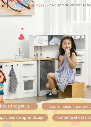 Homcom Cucina giocattolo in legno per bambini +3 anni con luci e suoni - riparo82