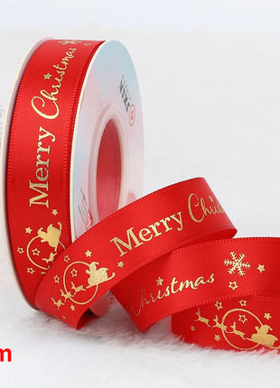 Nastro natalizio stampato da 5 metri Nastro natalizio in poliestere per design fatto a mano Decorazione natalizia Confezione regalo bouquet torta fai da te - riparo82