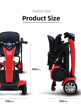 4 Wheel Automatic Foldable Electric Scooter For Adults With Seat 500W 36V Mobility Scooters For Seniors Removable Battery - Riparo82