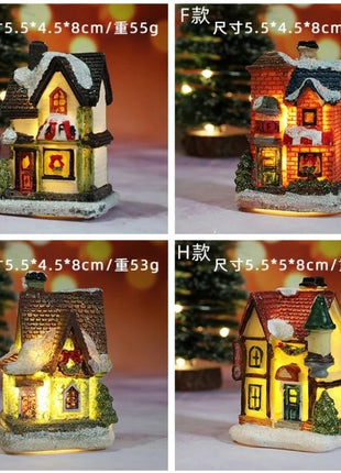Natale Nuove decorazioni natalizie Piccola casa in resina Micro paesaggio Casa in resina Piccoli ornamenti Regali di Natale