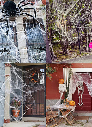 Halloween Decoration Spider Web,Artificial Spider Web,Stretchy Cobweb With Spider,Horror Gothic Haunted House Home Decor - Riparo82