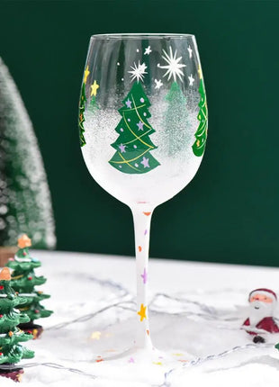 Bicchieri da vino natalizi da 450 ml Albero di Natale di Babbo Natale Aghi di pino Bicchieri da vino rosso per vino Succo di champagne - riparo82