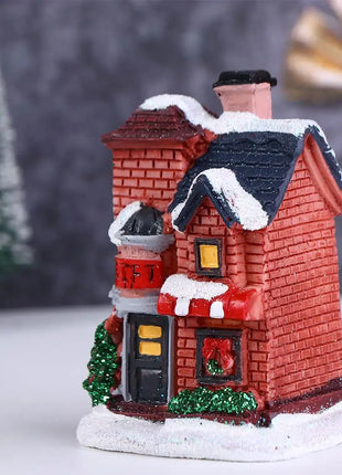 Decorazioni per la casa Figurina di Capodanno Mini resina artigianale Decorazione natalizia luminosa Decorazione della casa del villaggio Luce a LED