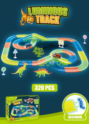 Luminoso Dinosaur Track AssemblyLittle Car Emit Light Mountain Road RailKids Puzzle giocattolo giocoso ragazzi regalo di compleanno di natale - riparo82
