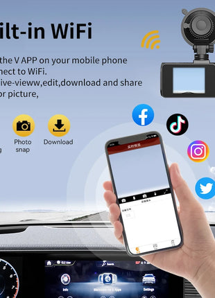 Null 3Channel Dash Cam WiFi 1080P Video Loop Recorder Car DVR Front Rear View Camera Night Vision Recorder Video Car Accessories - Riparo82