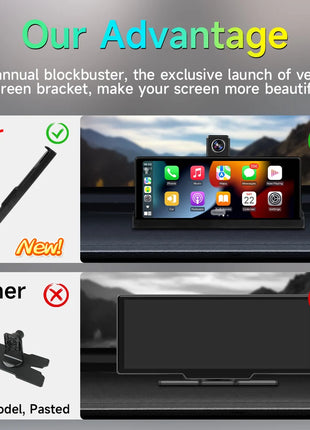 10.26" Carplay Screen Rearview Mirror Dash Cam Android Auto 4K 3840*2160P WIFI BT GPS Navigation Video Recorder Car DVR Camera - Riparo82