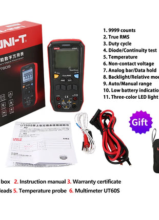 UNI-T UT60S UT60BT Smart Digital Multimeter True RMS AC DC Ammeter Voltmeter Ohm NCV REL NCV Auto Range Electrical Multitester - Riparo82