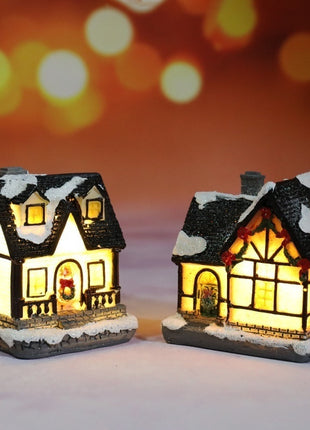 Natale Nuove decorazioni natalizie Piccola casa in resina Micro paesaggio Casa in resina Piccoli ornamenti Regali di Natale