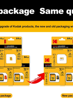 Scheda di memoria KODAK Micro SD 512GB 256GB FINO A 100 MB/s C10 U3 32GB 64GB 128GB Scheda TF 4K HD per adattatore lettore di schede USB Microsd