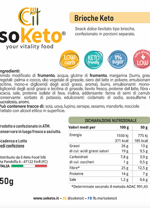 Brioche Cheto con soli 4g di carbo Conf. da 2 / 6 o 10 pz da 50g - KETO SENZA zuccheri