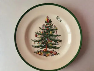 Classic Green Edge Series Christmas Set Size Plate Square Plate Size Bowl Fish Dish Coffee Set - riparo82