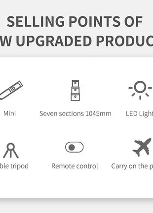 Xiaomi Selfie Stick 1045mm With Wireless Bluetooth LED Fill Light Extended Tripod With Remote Shutter For Android ios Cellphone - Riparo82