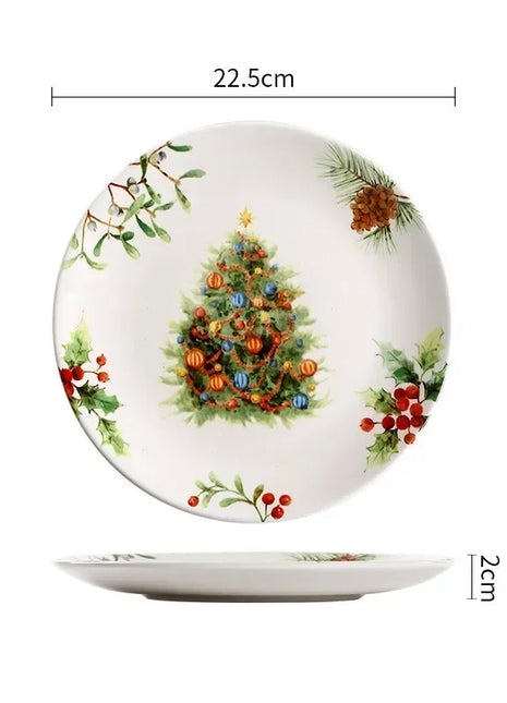 Squisita cena di Natale Piatti creativi Piatto da bistecca in ceramica Pasta sana sottosmalto Posate personalizzate Regalo Forniture da cucina - riparo82
