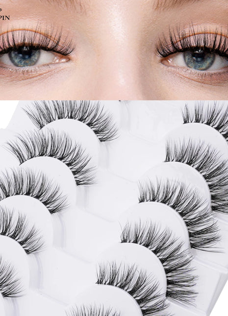10 Pairs Faux Mink Eyelashes Handmade Natural False Eyelashes Soft Cross Messy Eye 3D Curly Eyelashes Extension Makeup Tools - Riparo82