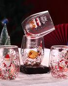 Set di tazze di vetro isolate a doppia parete da 4 pezzi di Babbo Natale - 300 ml resistenti al calore con manico tazze da caffè regalo di Natale perfetto - riparo82