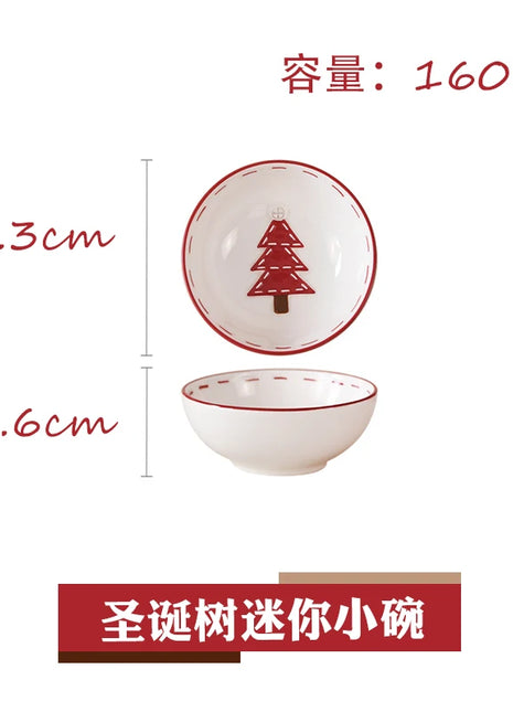 2025 Nuovo set di posate in ceramica dipinta a mano di Natale Piatto da bistecca di Natale carino Piatto piatto colorato sottosmalto in rilievo - riparo82