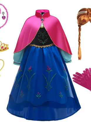 Disney Elsa Anna Abiti da principessa Ragazze vestono Bambini Cosplay Frozen Snow Queen Costumi Carnevale Festa di compleanno Abiti fotografici