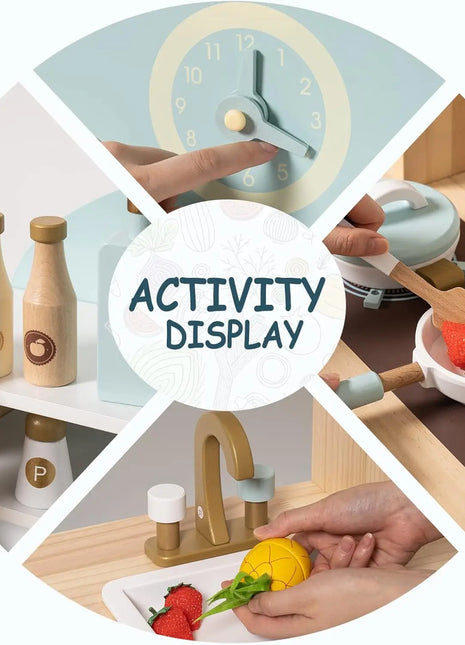 Robotime Robud Cucina in legno per bambini Cucina da gioco con caratteri di gioco Set da cucina per bambini Regalo per ragazze Ragazzi 3+ - riparo82