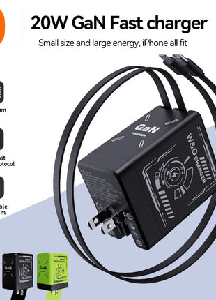 XIAOMI GaN Charger Compatible with 120W Fast Charger Retractable Type-C ligting Cable Portable Adapter For iPhone iPad Samsung - Riparo82