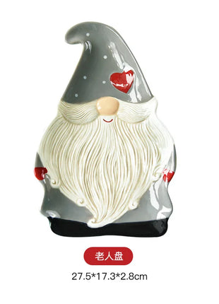 Set di posate in ceramica di babbo natale creativo nordico piatto per la cena in ceramica piatto per snack tazza per teiera per la casa barattolo sigillato regalo di natale - riparo82