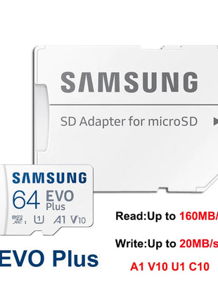 Scheda di memoria SAMSUNG EVO/PRO Plus Scheda Micro SD 64G A1 128G 256G 512G U3 A2 V30 Registratore unità Monitor Fotocamera Scheda TF dedicata