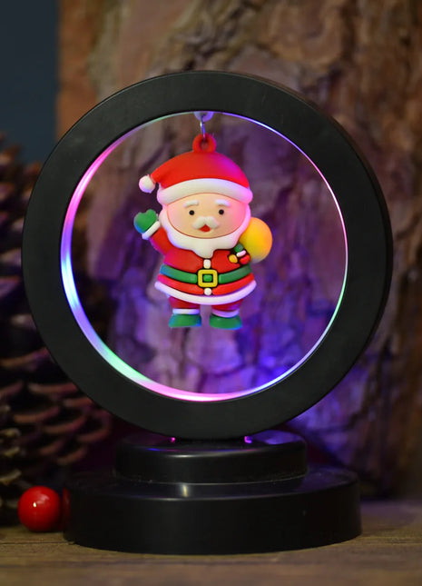 LED Musica natalizia Casa di popcorn Decorazione natalizia Scena Villaggio Statua rotante Decorazioni natalizie per la casa Decorazioni per il desktop Regalo di Natale per bambini