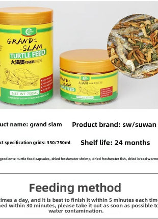 SW Grand Slam Turtle Food - with Dried Shrimp for Red-Eared Sliders, Semi-Aquatic Turtles & Hatchlings (350ml/750ml) - Riparo82