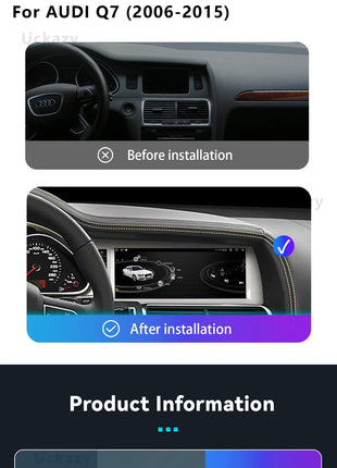 10.25" AutoRadio Android 14 Car Screen For Audi Q7 4L 2005-2015 Multimedia Wireless Carplay Stereo GPS Navigation 4G Audio DSP - Riparo82