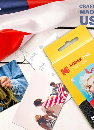 Carta fotografica originale Kodak Premium Zink da 2"x3" (20-100 fogli) compatibile con Kodak Smile, Kodak Step, carta fotografica PRINTOMATIC