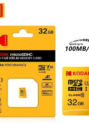 Scheda di memoria MicroSD KODAK 256 GB 128 GB FINO A 100 MB/s Class10 U3 32 GB 64 GB Scheda di memoria TF Microsd per PC Samrtphone