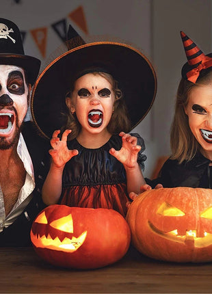 10Pcs Halloween Vampire Denture Luminous Fake Teeth Dress Up Props Horror Zombie Teeth Grim Reaper Braces Glow Party Supplies - Riparo82