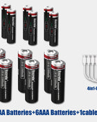 Batterie ricaricabili ad alta capacità AA12000mAh AAA 8000mAh Batterie ricaricabili AA agli ioni di litio Batteria AAA con cavo USB-C - riparo82