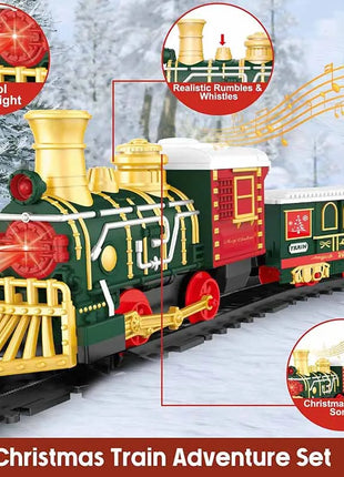 Natale Elettrico Treno A Vapore Binario Giocattolo Per Bambini Retro Locomotiva A Vapore Controllo Spray Binario Ad Alta Velocità Suono Luce Treno Modello BoysToy