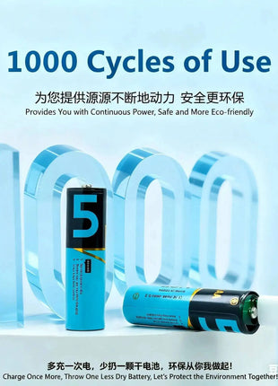 Batteria AA da 6 pezzi con cavo USB tipo C Batteria ricaricabile agli ioni di litio, batteria AA da 1,5 V, batteria AA da 2200 mWh - riparo82