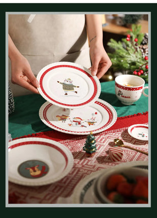 Posate natalizie Simpatico piatto Dim Sum in ceramica Piatto alimentare occidentale Regalo di Natale creativo - riparo82