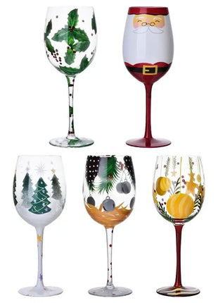 Bicchieri da vino natalizi da 450 ml Albero di Natale di Babbo Natale Aghi di pino Bicchieri da vino rosso per vino Succo di champagne - riparo82