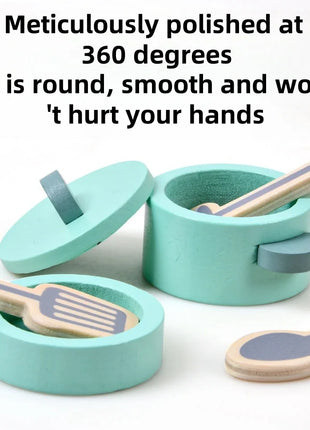 Set da gioco per mini frigorifero da cucina per bambini in legno - Pentole realistiche per giochi di finzione Regali di compleanno unisex per ragazzi e ragazze - riparo82