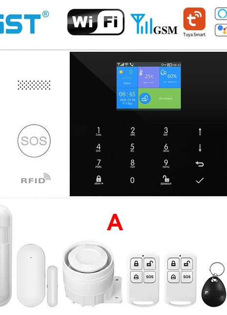 PGST Residential Tuya Smart Gsm Wifi Alarm System for Home Wireless Security Alarm House Smart Life App Control work with ALexa - Riparo82