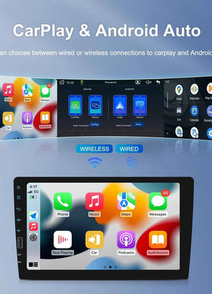 Hikity 9'' Car Stereo Radio 1 Din Carplay Android auto autoradio with Bluetooth FM Radio Receiver Support Mirror Link USB