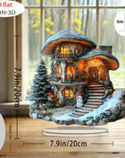 2D colorato fungo di Natale casa di neve decorazione da tavolo in acrilico villaggio di famiglia statua in miniatura regali tematici per la casa delle vacanze