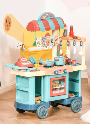 Homcom Cucina Giocattolo per Bambini 6-12 Anni 79,5X33X90,5 cm Multicolor - riparo82