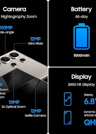 Samsung Galaxy S24 Ultra 5G ricondizionato 6,8" dinamico LTPO AMOLED ROM 256/512 GB RAM 12 GB Snapdragon NFC telefono cellulare AI originale - riparo82