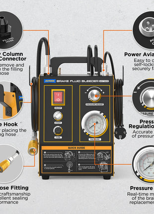 AUTOOL AST605 Automotive Brake Bleeder Kit Brake Oil Fluid Extractor Pump Exchanger Machine 0.7-0.25 Bar Vacuum Bleeding  Tool - Riparo82
